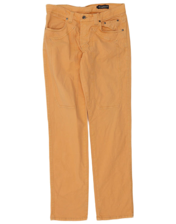 Jeckerson Mens Straight Jeans W33 L33 Orange Cotton