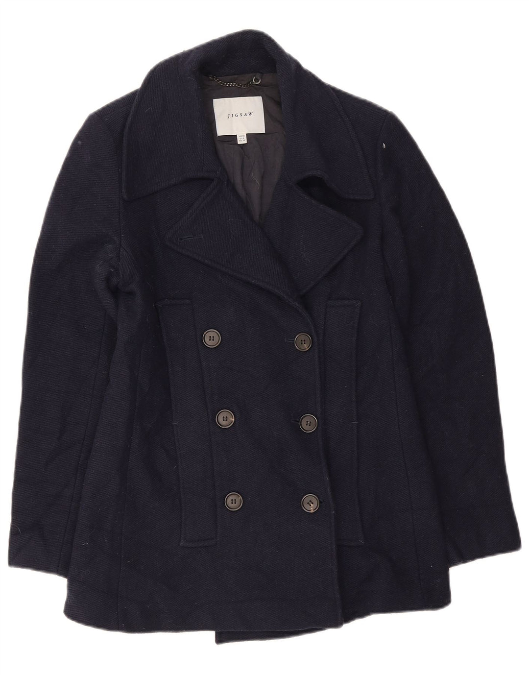Jigsaw Womens Pea Coat UK 10 Small Navy Blue Wool