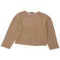 Zara Womens Crop Top Long Sleeve UK 10 Small Beige Polyester