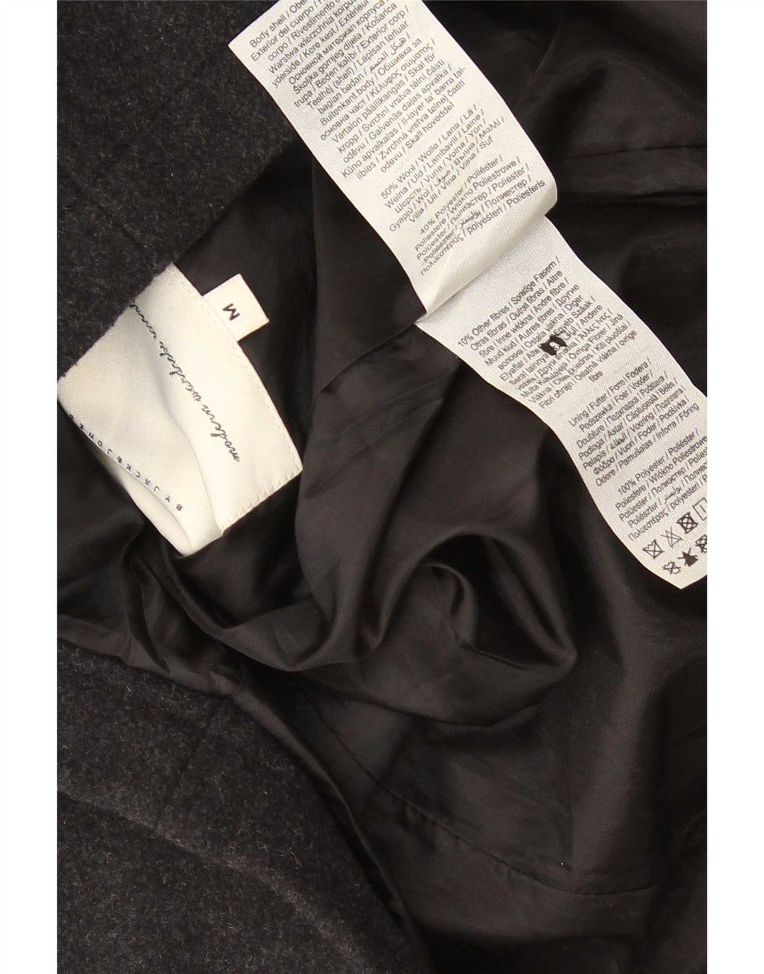 Jack & Jones Mens Overcoat UK 38 Medium Black Wool