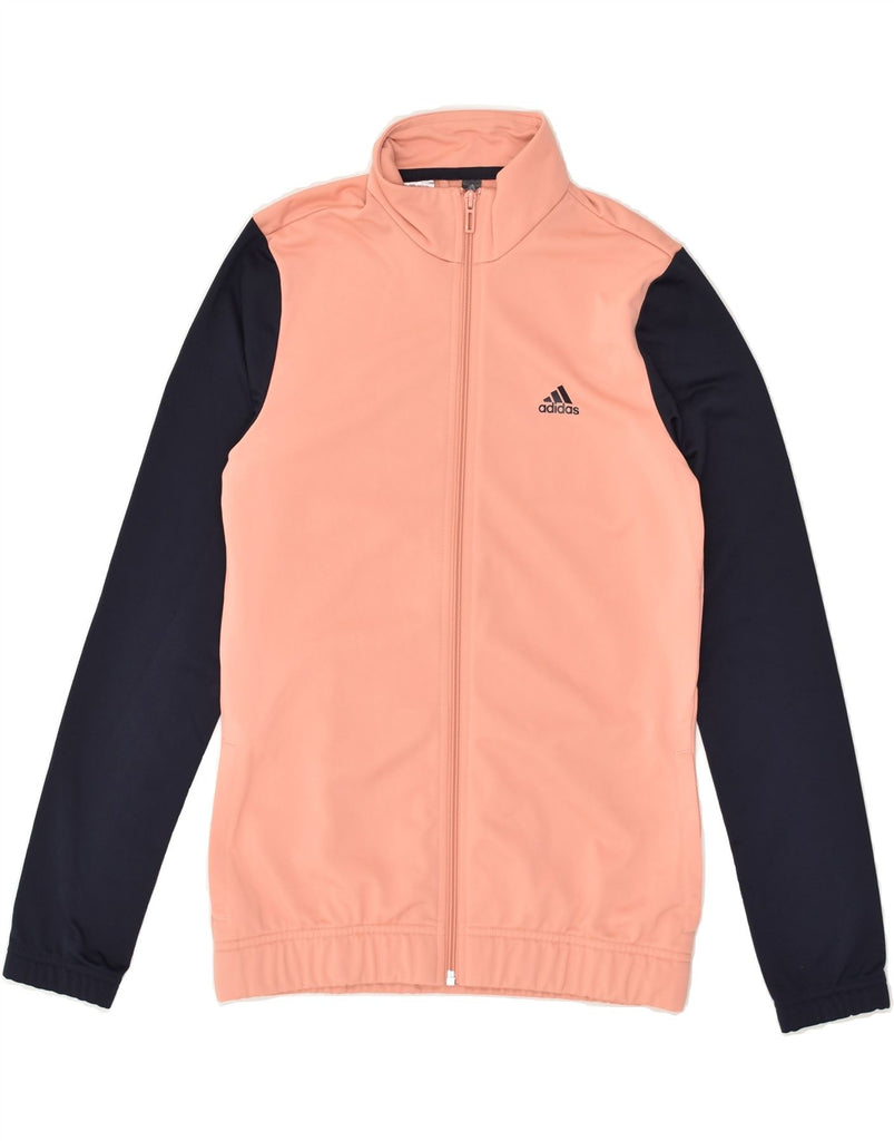 ADIDAS Girls Graphic Tracksuit Top Jacket 13-14 Years Pink Colourblock | Vintage Adidas | Thrift | Second-Hand Adidas | Used Clothing | Messina Hembry 