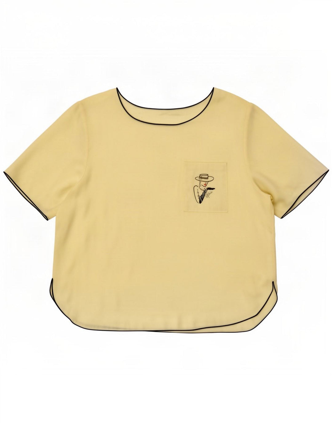 Vintage Womens Graphic Blouse Top UK 16 Large Yellow
