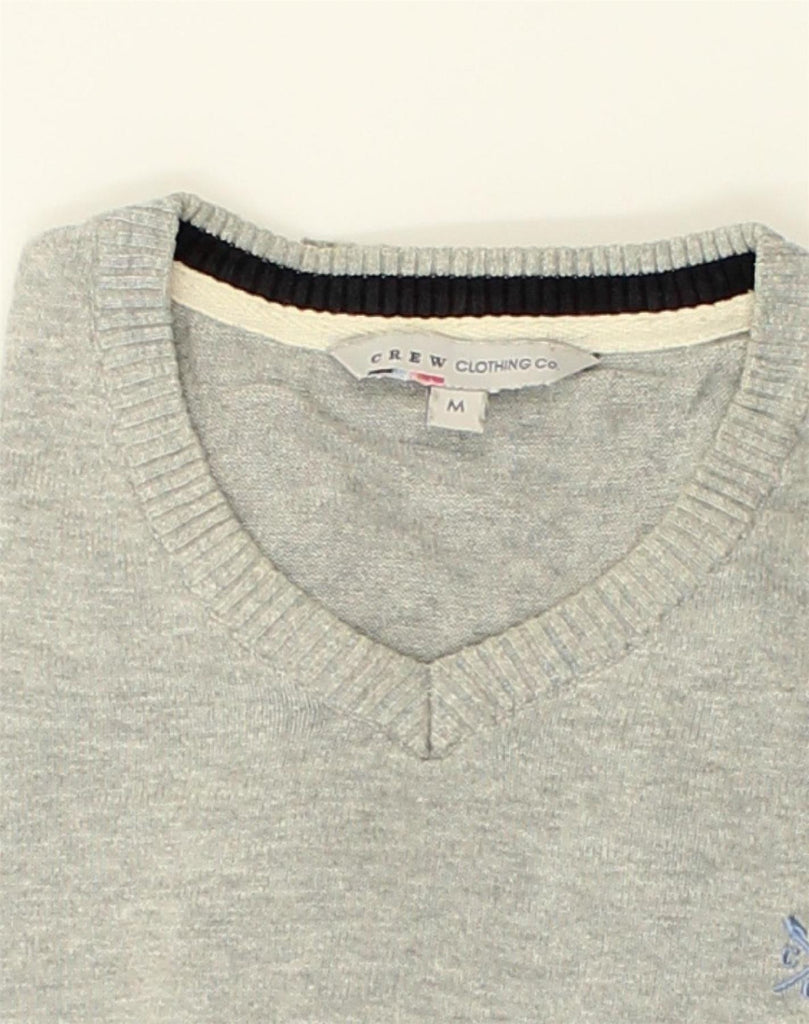 CREW CLOTHING Mens V-Neck Jumper Sweater Medium Grey Cotton | Vintage Crew Clothing | Thrift | Second-Hand Crew Clothing | Used Clothing | Messina Hembry 