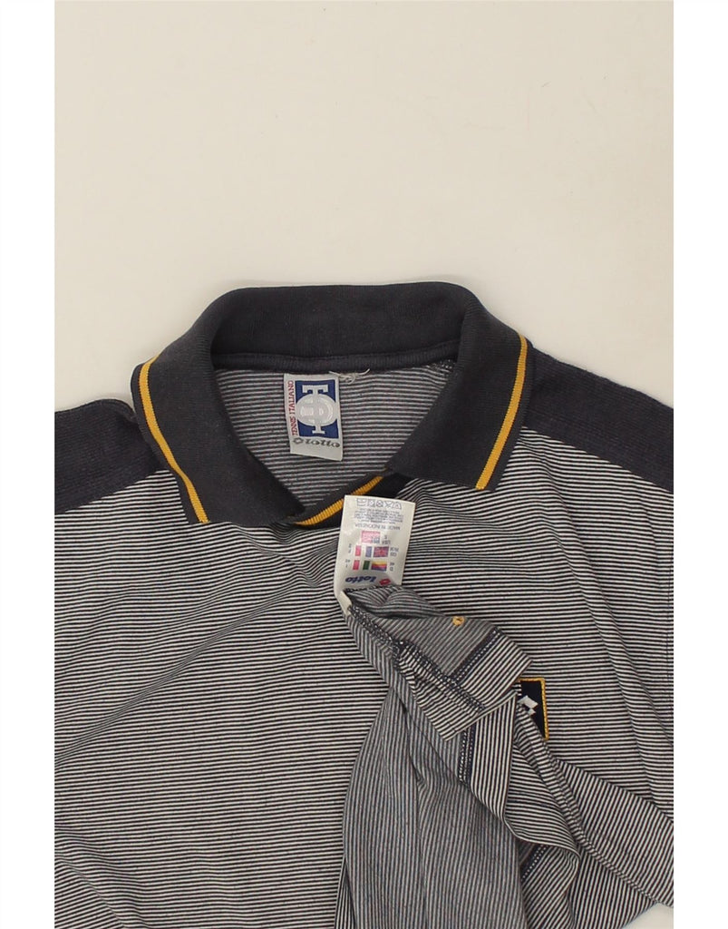 LOTTO Mens Polo Shirt UK 36/38 Small Grey Striped Cotton | Vintage Lotto | Thrift | Second-Hand Lotto | Used Clothing | Messina Hembry 