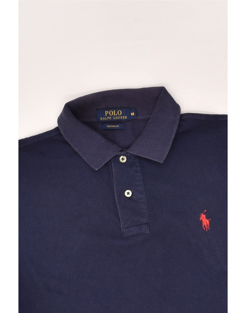 POLO RALPH LAUREN Mens Custom Fit Polo Shirt Medium Navy Blue Cotton | Vintage Polo Ralph Lauren | Thrift | Second-Hand Polo Ralph Lauren | Used Clothing | Messina Hembry 