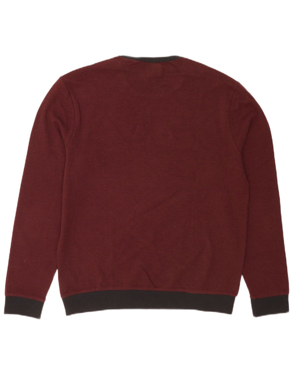 Guess Mens Graphic Sweatshirt Jumper UK 40 Medium Burgundy Colourblock