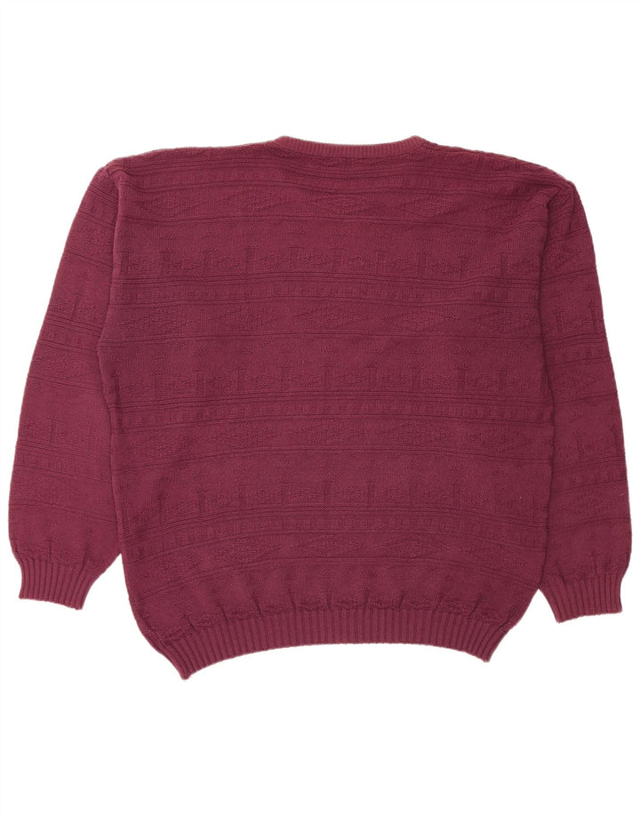 VINTAGE Mens Crew Neck Jumper Sweater Large Burgundy
