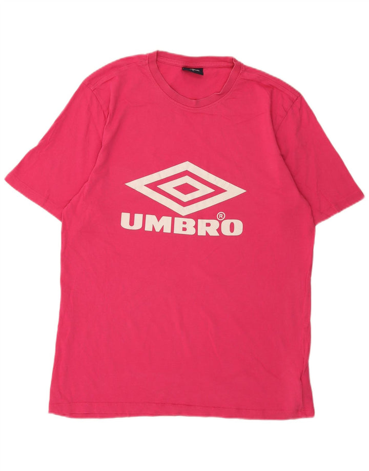 Umbro Mens Graphic T-Shirt Top Large Pink Cotton
