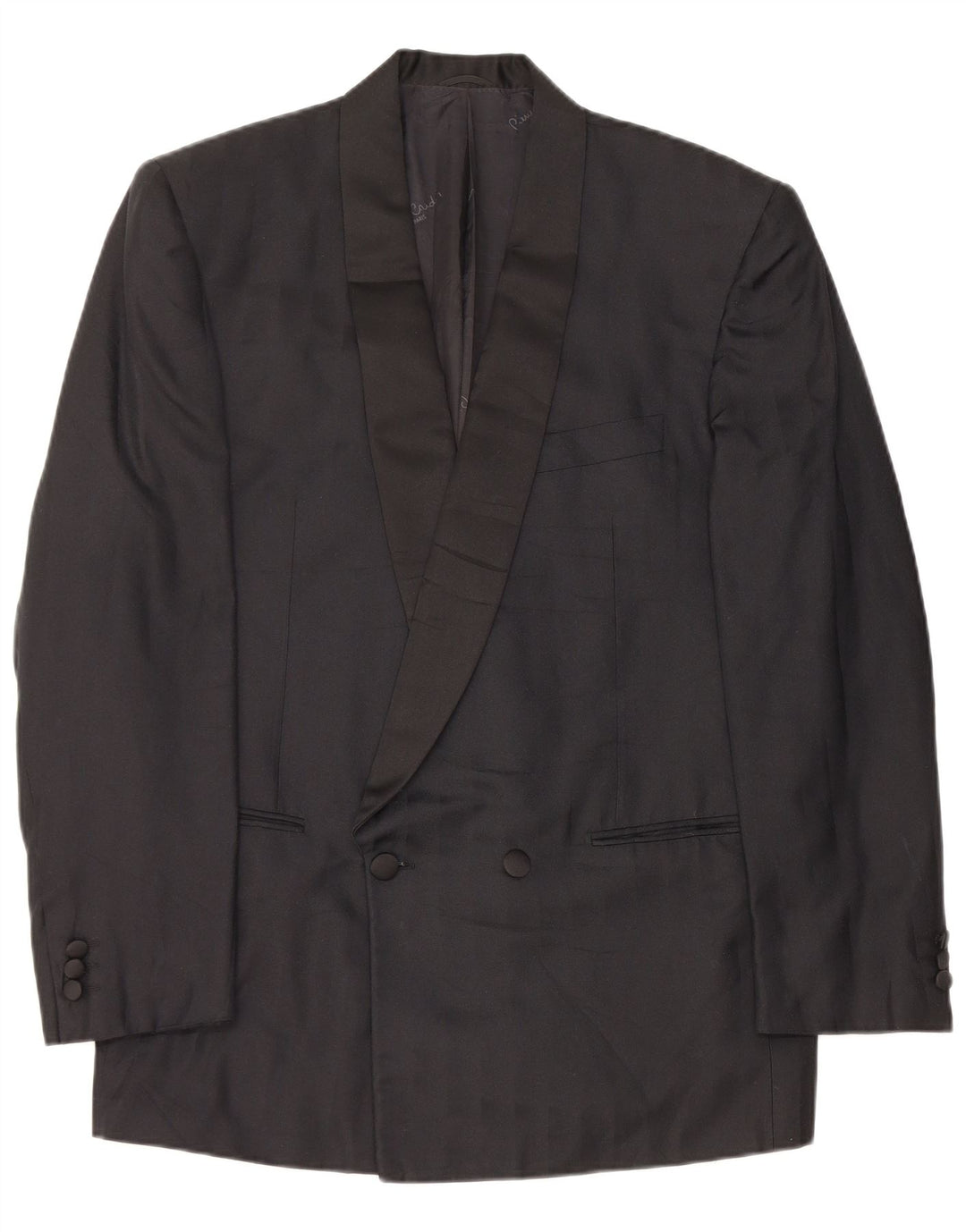 Pierre Cardin Mens Double Breasted Blazer Jacket UK 38 Medium Black Silk