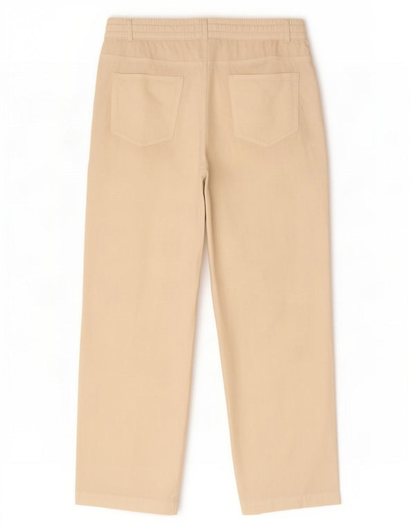 Marks & Spencer Womens Straight Trousers UK 14 Large W34 L29 White Linen