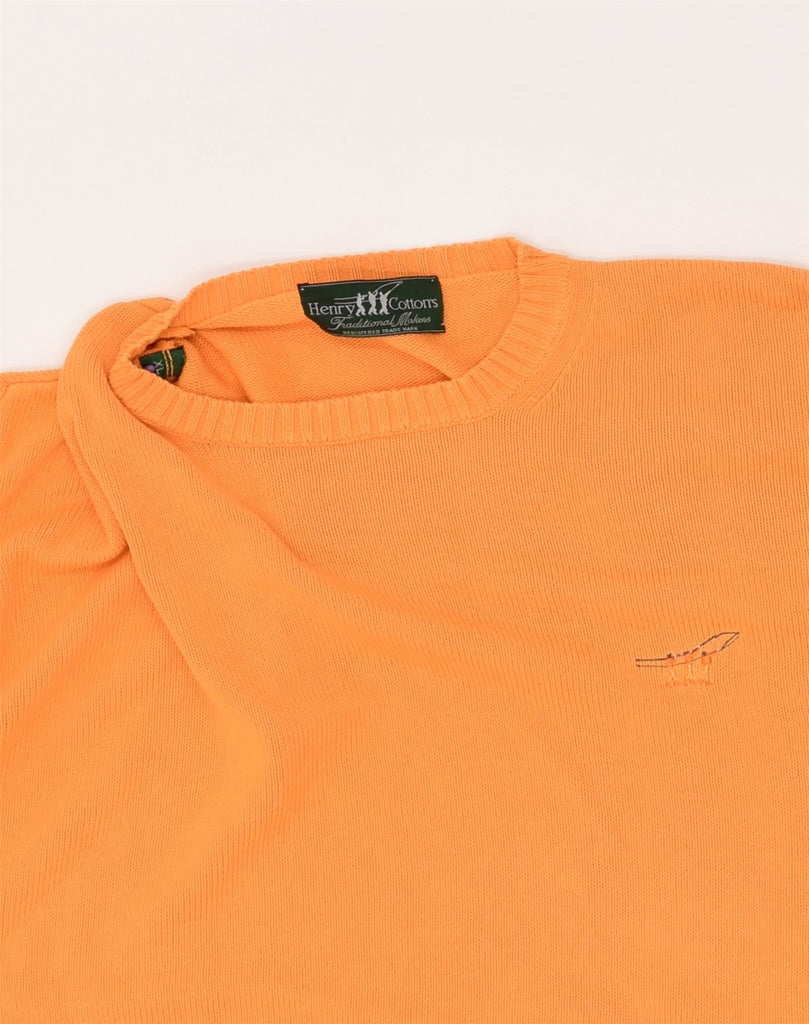 HENRY COTTONS Mens Crew Neck Jumper Sweater XL Orange Cotton | Vintage Henry Cottons | Thrift | Second-Hand Henry Cottons | Used Clothing | Messina Hembry 