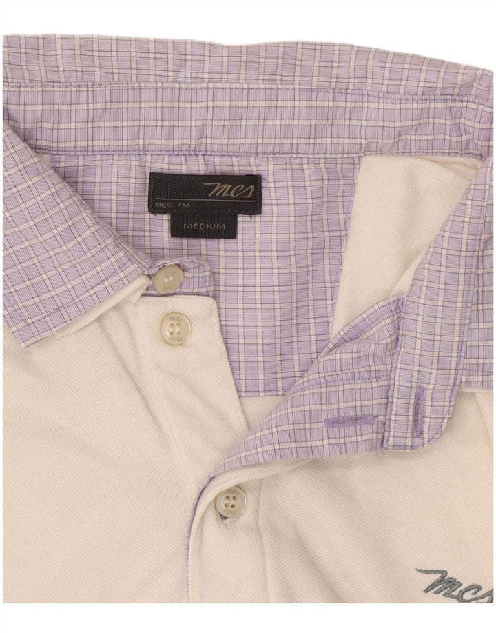 Marlboro Classics Mens Polo Shirt Medium White Colourblock Cotton