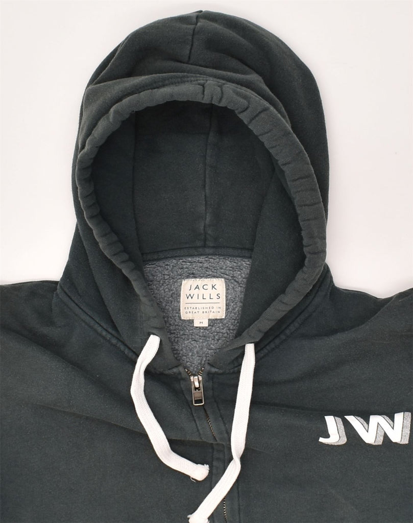 JACK WILLS Mens Zip Hoodie Sweater Medium Black Cotton | Vintage Jack Wills | Thrift | Second-Hand Jack Wills | Used Clothing | Messina Hembry 