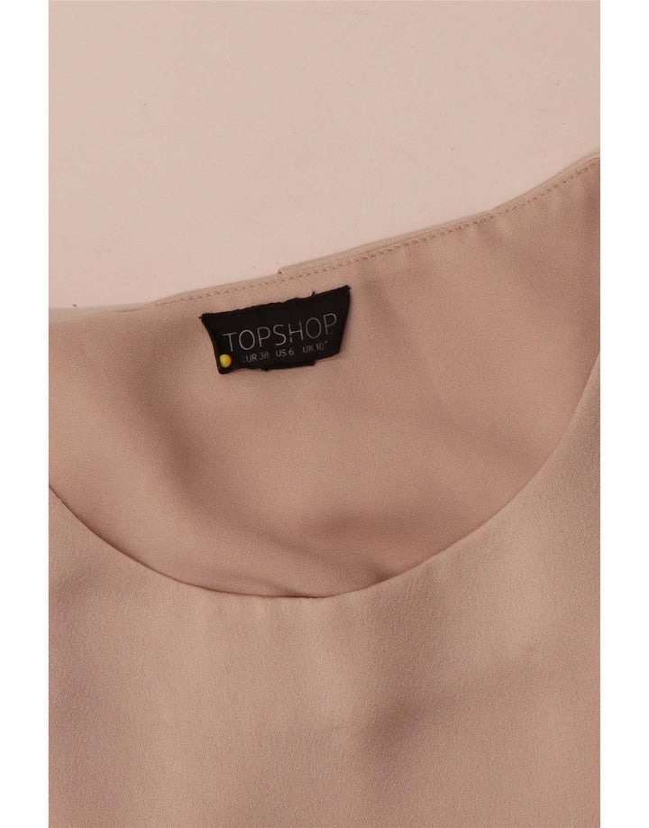 Topshop Womens Oversized Blouse Top UK 10 Small Beige Polyester