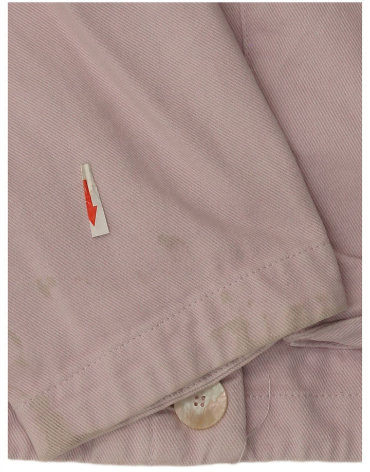 Zara Womens Oversized Crop Denim Jacket UK 6 XS Pink Cotton