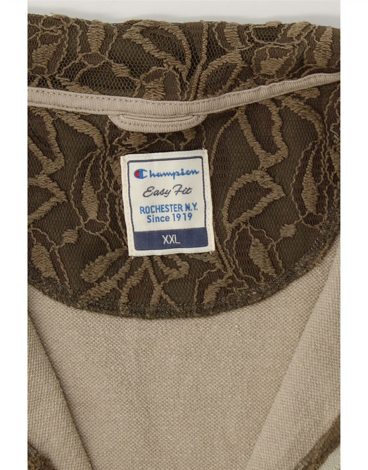 CHAMPION Womens Easy Fit Tracksuit Top Jacket UK 20 2XL Beige Cotton