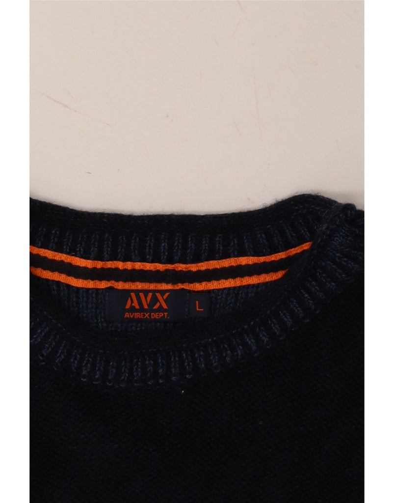 AVIREX Mens Crew Neck Jumper Sweater Large Navy Blue Acrylic Vintage Avirex and Second-Hand Avirex from Messina Hembry 