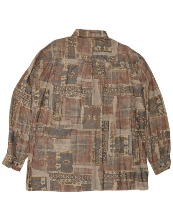 ANGELO LITRICO Mens Shirt Size 43/44 XL Beige Geometric Viscose Aztec