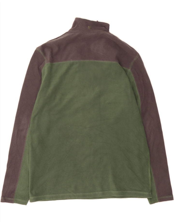 MOUNTAIN WAREHOUSE Mens Zip Neck Fleece Jumper Small Green Colourblock Vintage Mountain Warehouse and Second-Hand Mountain Warehouse from Messina Hembry 