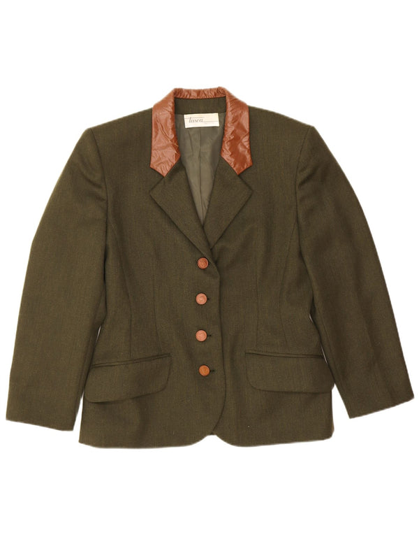 Vintage Womens 4 Button Blazer Jacket IT 42 Medium Green Colourblock