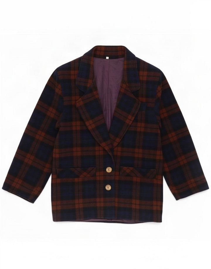 Vintage Womens 2 Button Blazer Jacket IT 42 Medium Purple Plaid Wool