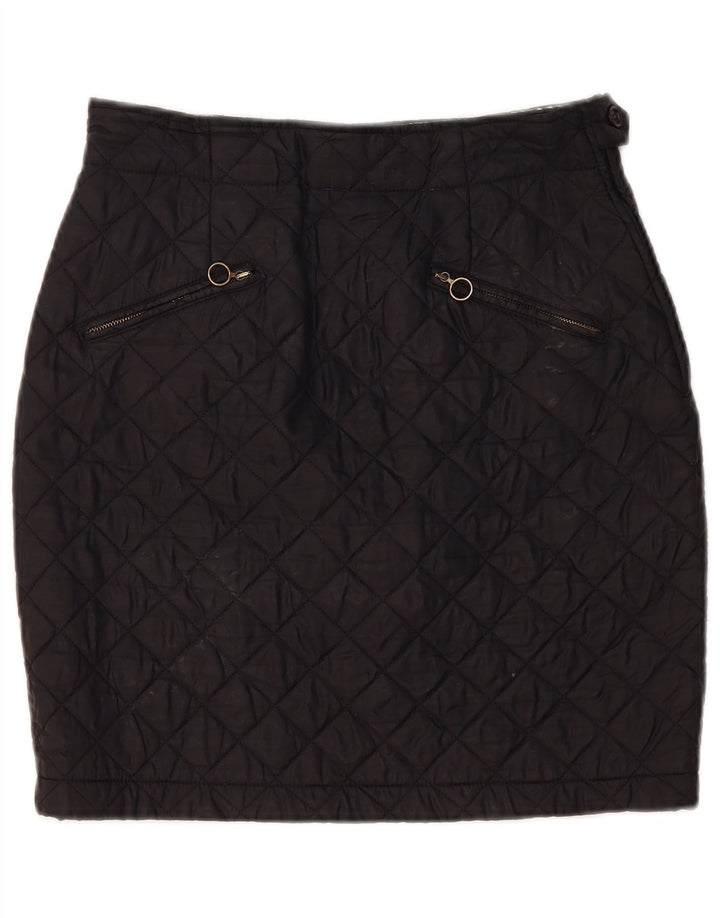 Benetton Womens Quilted Mini Skirt IT 44 Medium W30 Black Polyamide