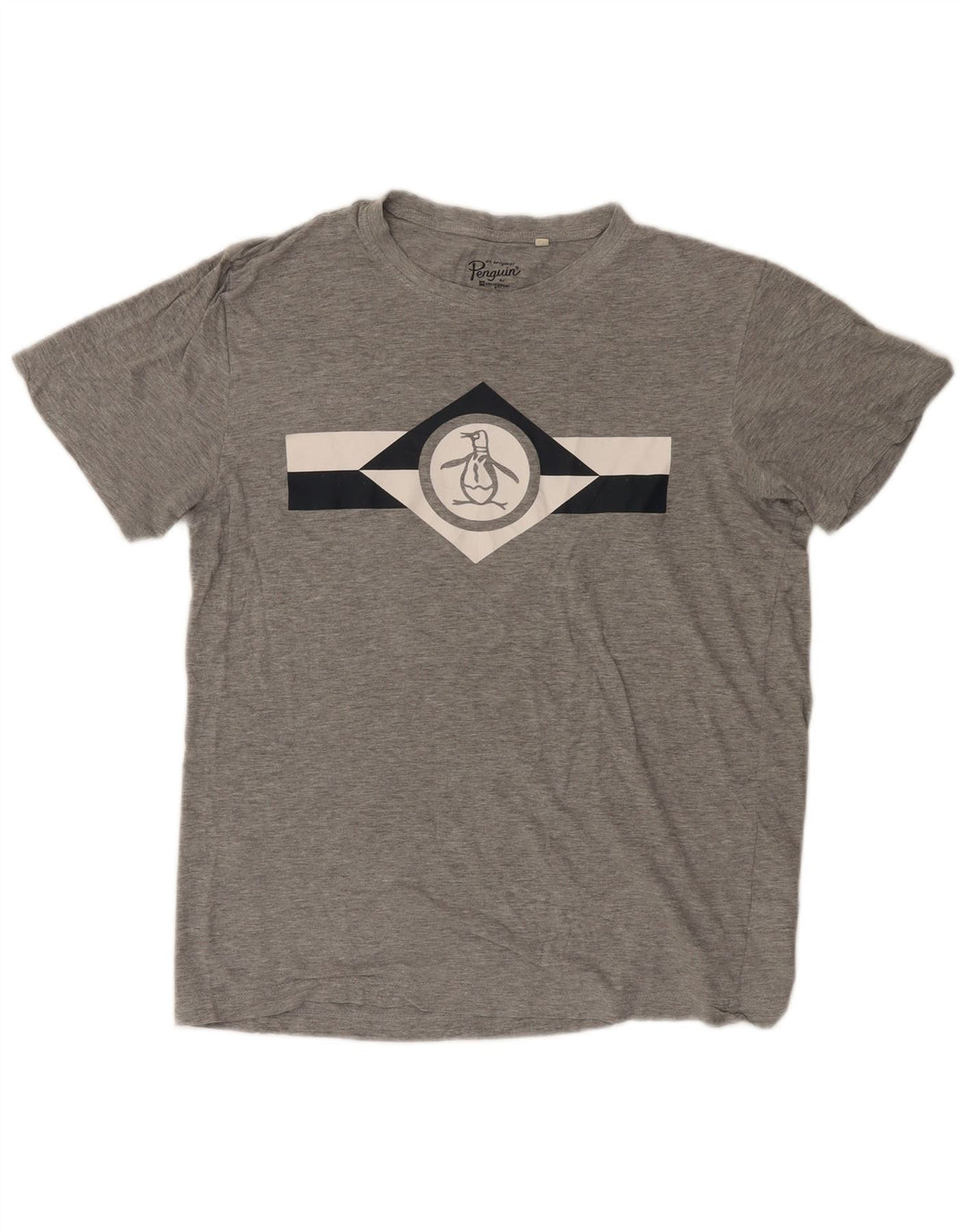 Penguin Mens Graphic T-Shirt Top Large Grey Cotton