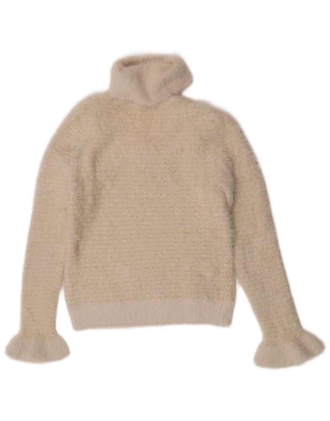 Zara Womens Crop Roll Neck Jumper Sweater UK 12 Medium Off White Flecked