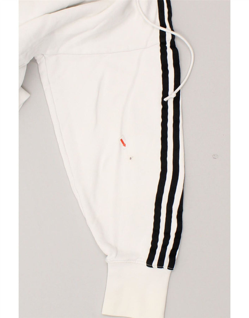 ADIDAS Womens Oversized Crop Hoodie Jumper UK 6 XS White Cotton Vintage Adidas and Second-Hand Adidas from Messina Hembry 