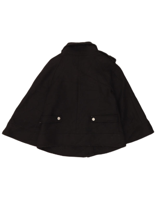 Zara Womens Short Poncho Coat UK 6 XS Black Wool