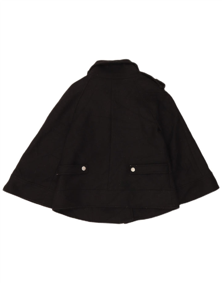 Zara Womens Short Poncho Coat UK 6 XS Black Wool