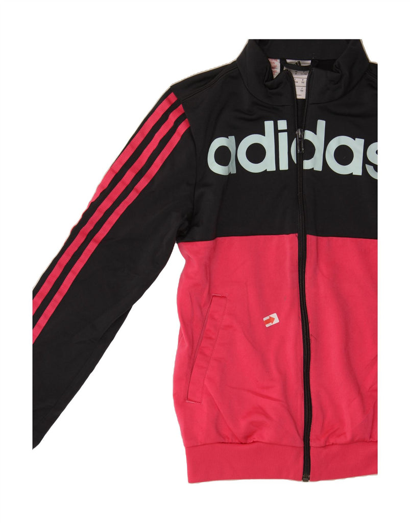 ADIDAS Girls Graphic Tracksuit Top Jacket 11-12 Years Pink Colourblock Vintage Adidas and Second-Hand Adidas from Messina Hembry 