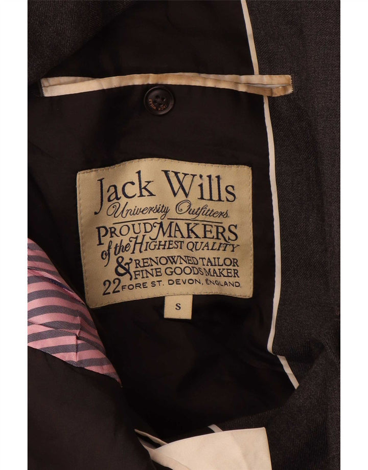 Jack Wills Mens 2 Button Blazer Jacket UK 36 Small Grey Wool