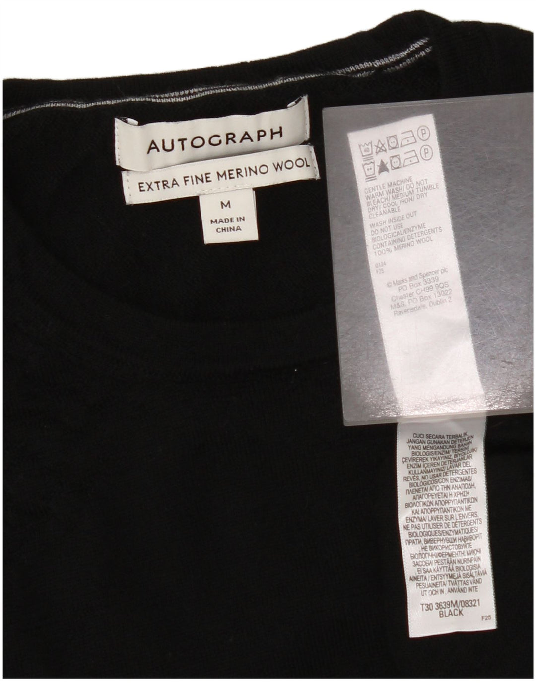Marks & Spencer Mens Autograph Crew Neck Jumper Sweater Medium Black