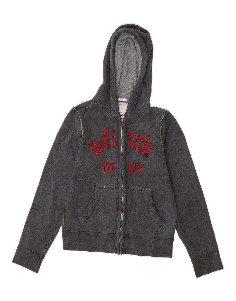 ABERCROMBIE & FITCH Boys Graphic Zip Hoodie Sweater 12-13 Years XL Grey Vintage Abercrombie & Fitch and Second-Hand Abercrombie & Fitch from Messina Hembry 