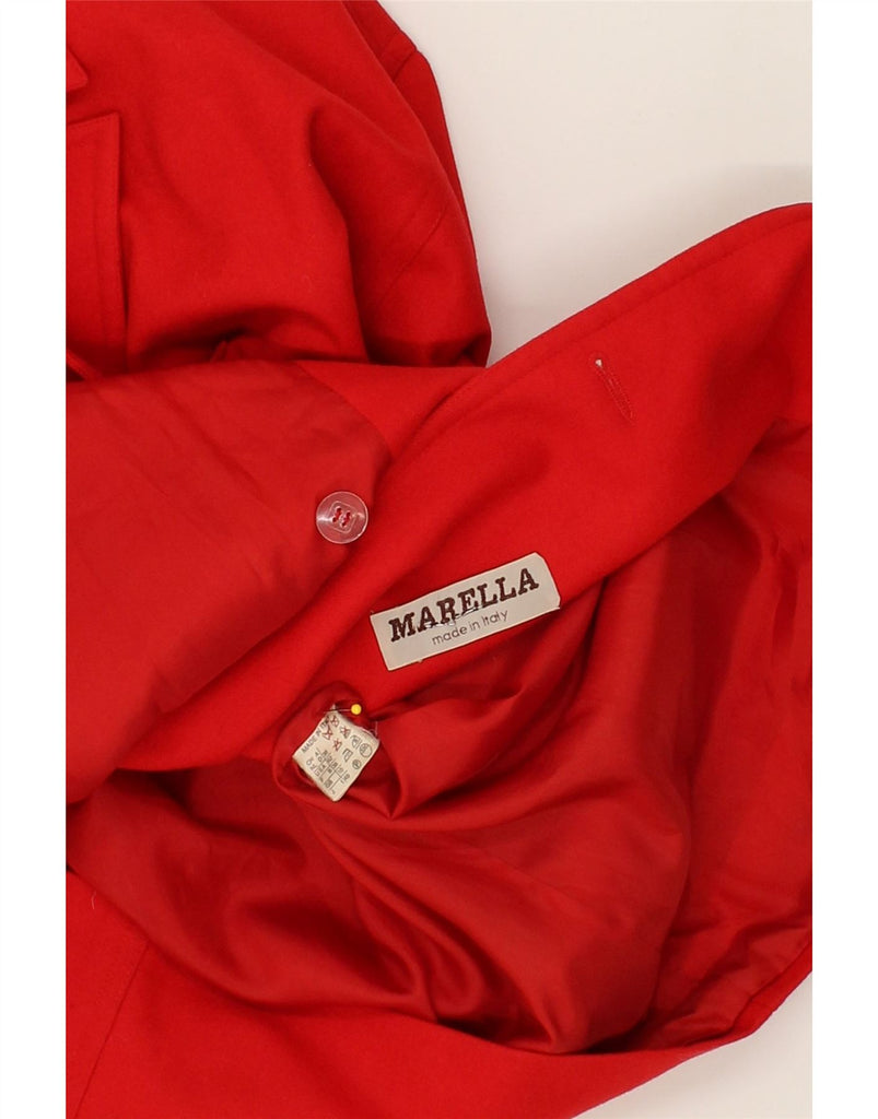 MARELLA Womens 3/4 Sleeve Double Breasted Coat UK 10 Small Red Acetate | Vintage Marella | Thrift | Second-Hand Marella | Used Clothing | Messina Hembry 