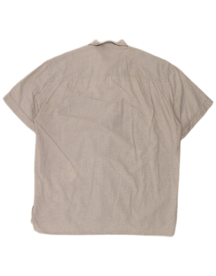 Vintage Mens Short Sleeve Shirt Large Grey Cotton