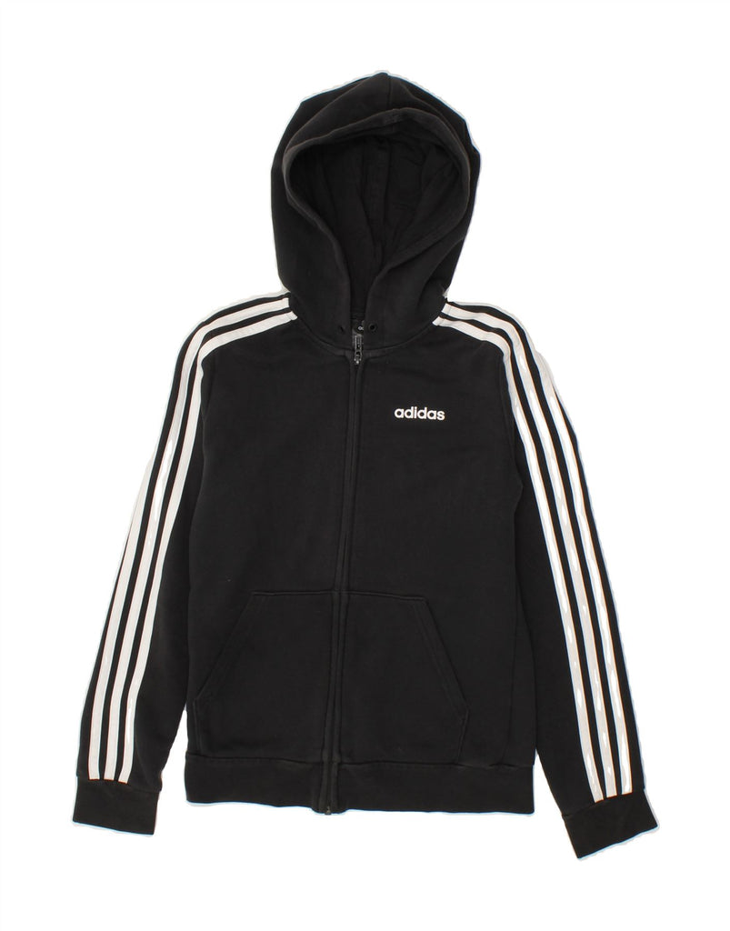 ADIDAS Womens Zip Hoodie Sweater UK 4/6 XS Black Cotton | Vintage Adidas | Thrift | Second-Hand Adidas | Used Clothing | Messina Hembry 