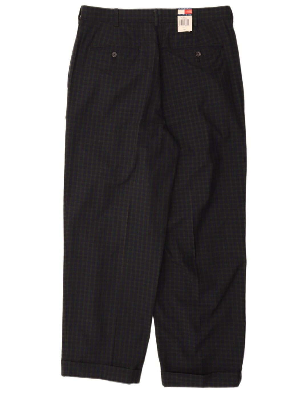 Tommy Hilfiger Mens Pegged Casual Trousers W33 L30 Navy Blue Check Cotton