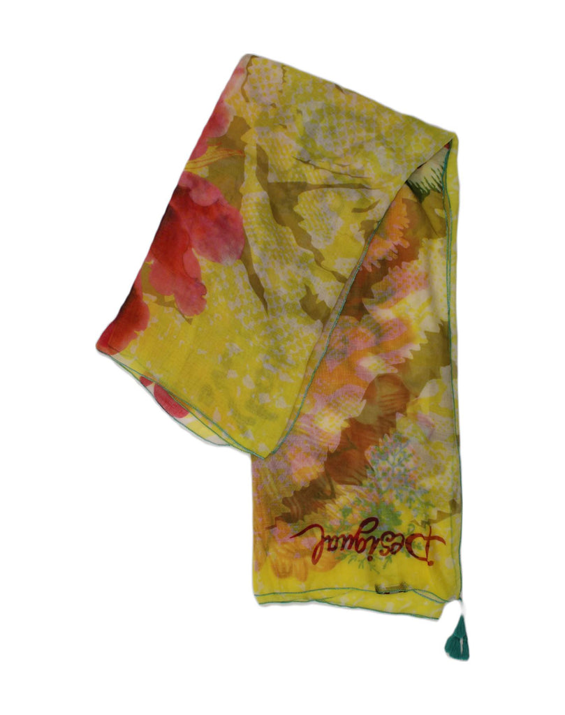 DESIGUAL Womens Shawl One Size Yellow Floral Polyester | Vintage Desigual | Thrift | Second-Hand Desigual | Used Clothing | Messina Hembry 