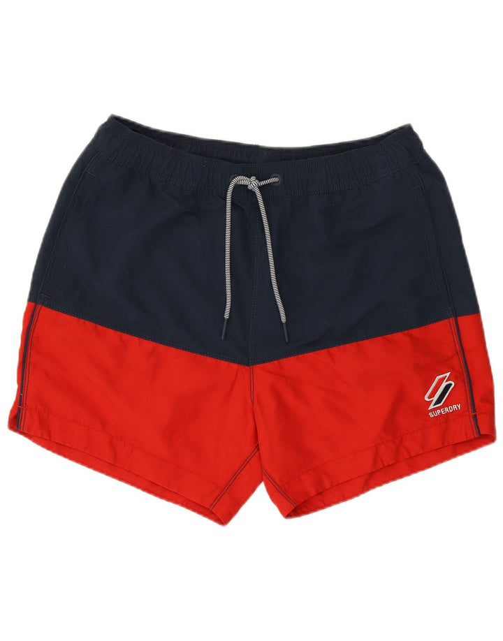 Superdry Mens Swimming Shorts Medium  Navy Blue Colourblock Polyester