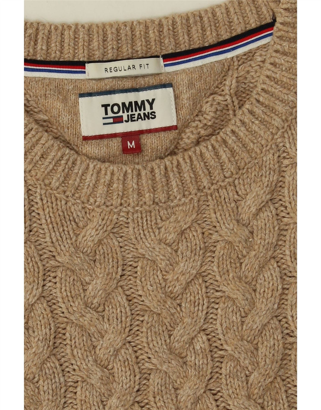 Tommy Hilfiger Mens Regular Fit Crew Neck Jumper Sweater Medium Beige