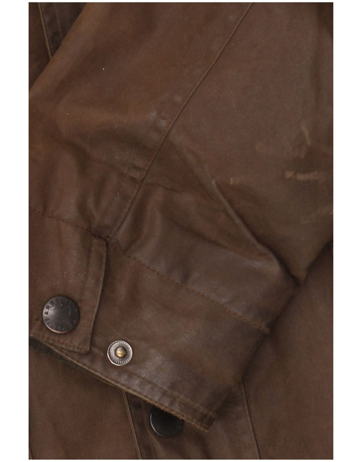 BARBOUR Mens Loose Fit Waxed Cotton Jacket UK 42 XL Brown Polyurethane
