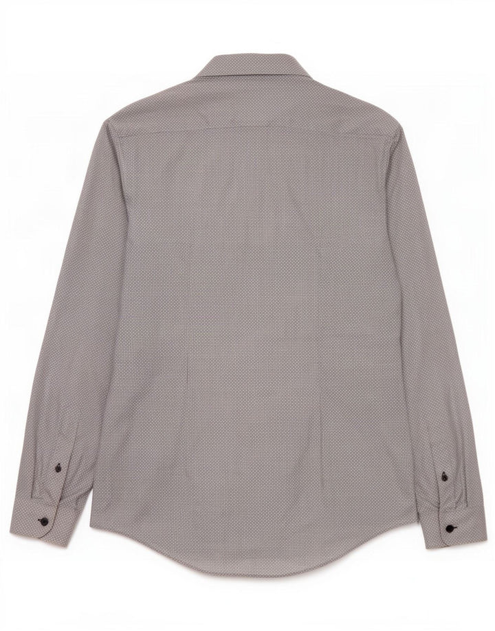 Zara Mens Slim Fit Shirt Medium Grey Geometric Cotton