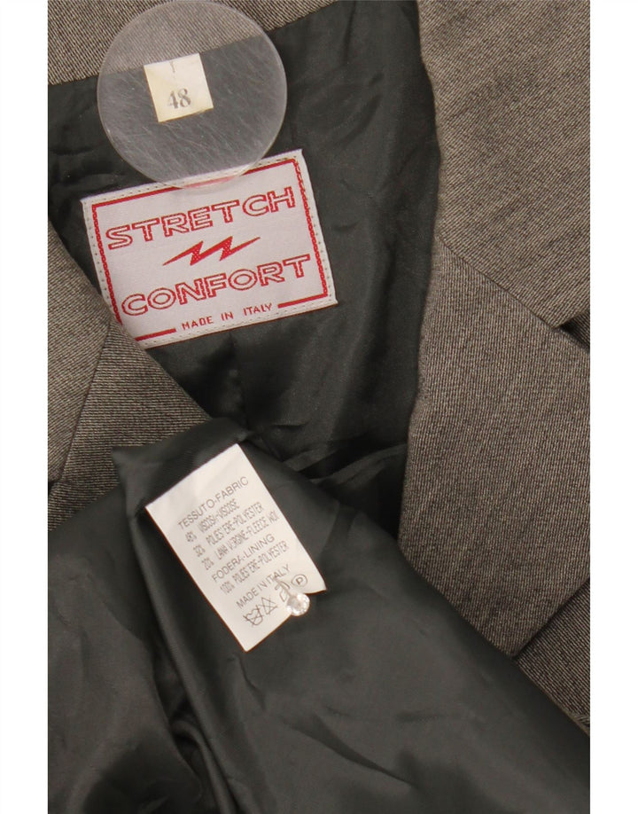 Vintage Womens Overcoat IT 48 XL Grey Viscose