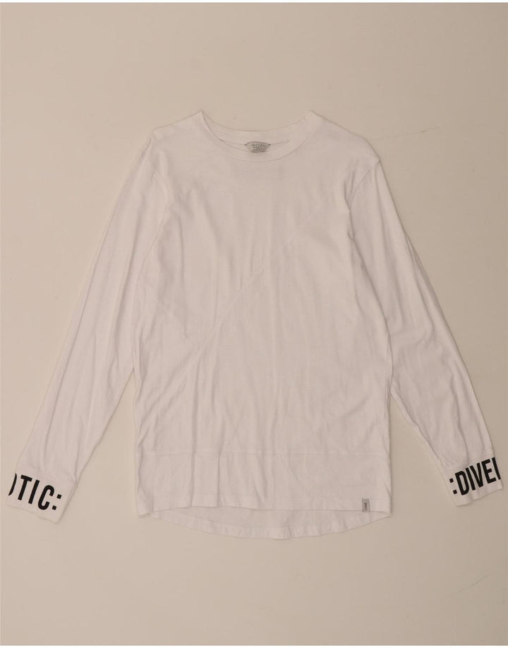 Jack & Jones Mens Graphic Top Long Sleeve Small White