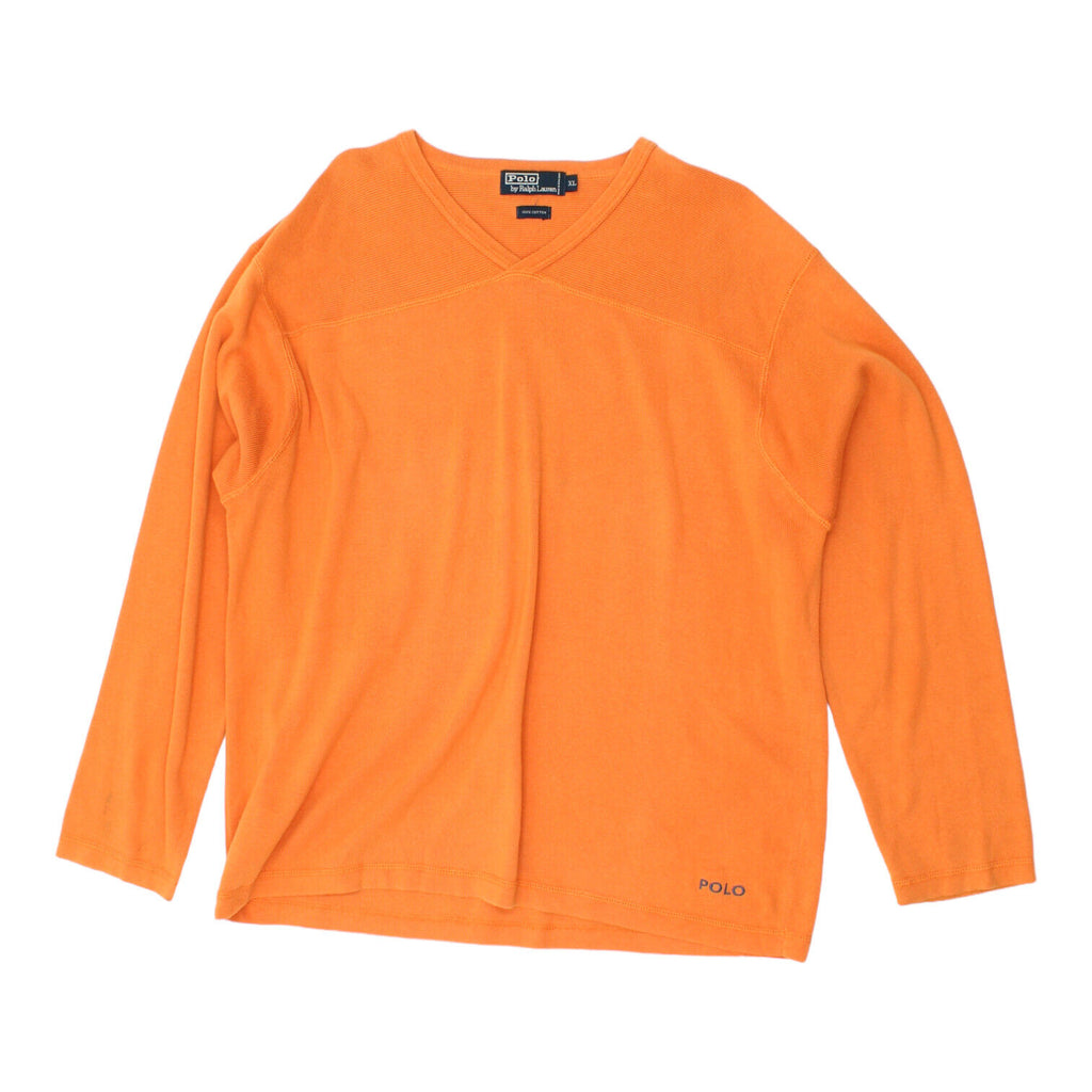 Polo Ralph Lauren Mens Orange Cotton Knit Jumper | Vintage Designer Sweater VTG | Vintage Messina Hembry | Thrift | Second-Hand Messina Hembry | Used Clothing | Messina Hembry 