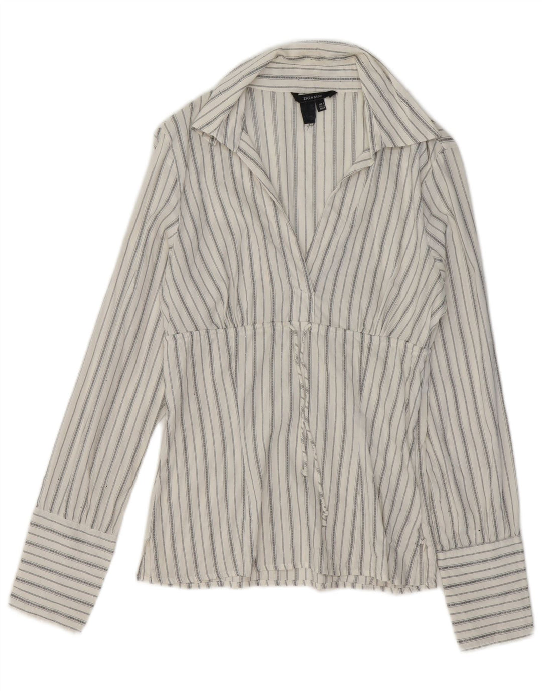 ZARA Womens Pullover Shirt Small White Striped