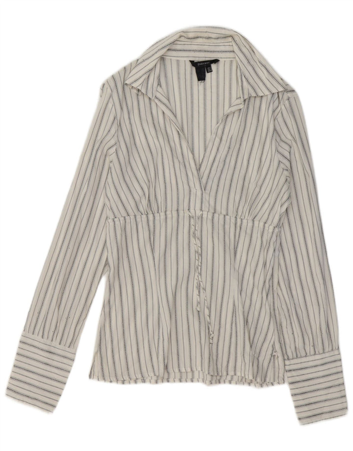 ZARA Womens Pullover Shirt Small White Striped