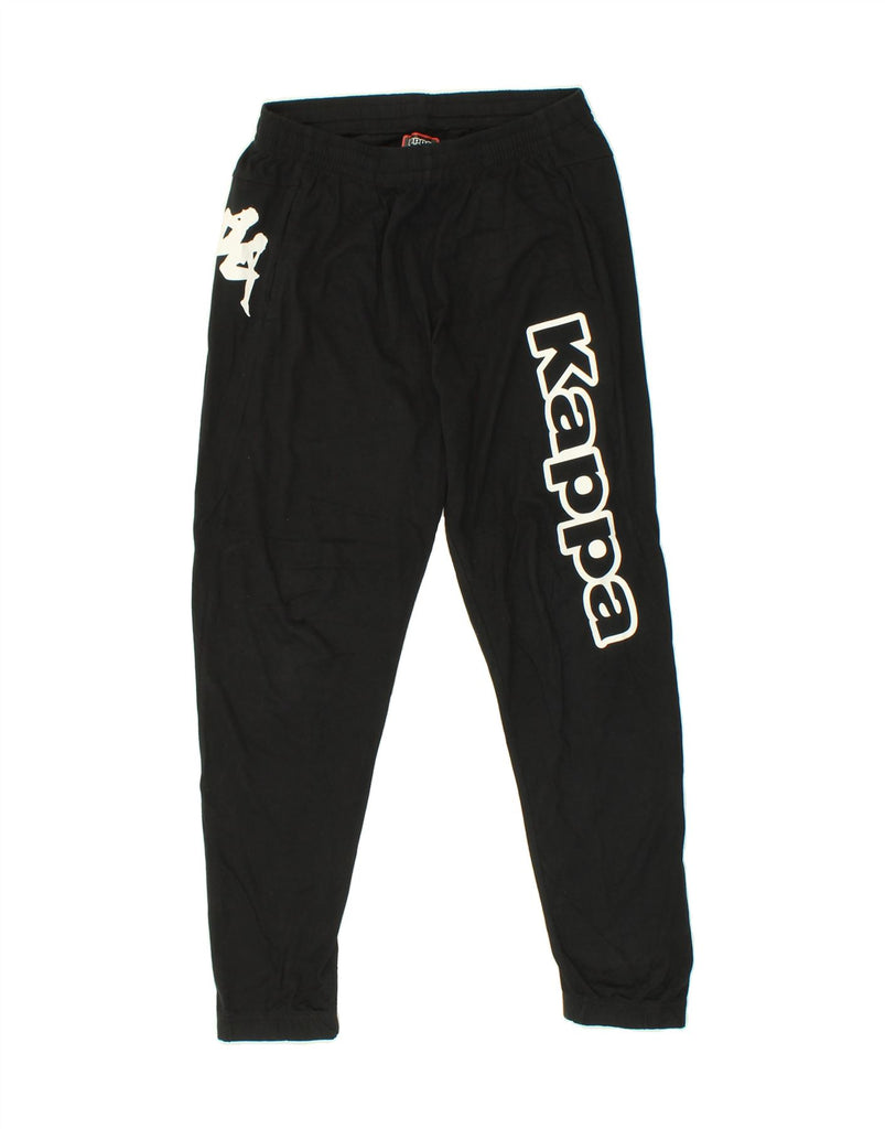 KAPPA Mens Graphic Tracksuit Trousers Joggers Small Black Cotton | Vintage Kappa | Thrift | Second-Hand Kappa | Used Clothing | Messina Hembry 